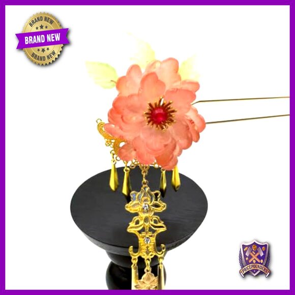 Resin Hairpin with Tassel - Vintage Floral Hair Stick for Women - 6.3 Inches